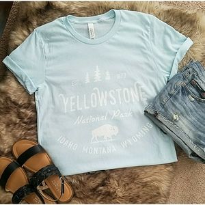 Yellowstone National Park Trip T-shirt - Ice Blue